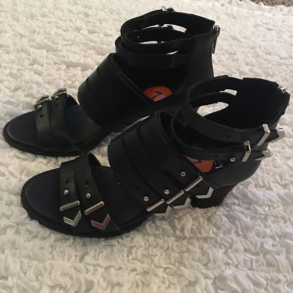 Shelly’s London Black Moto Sandals - Picture 2 of 10